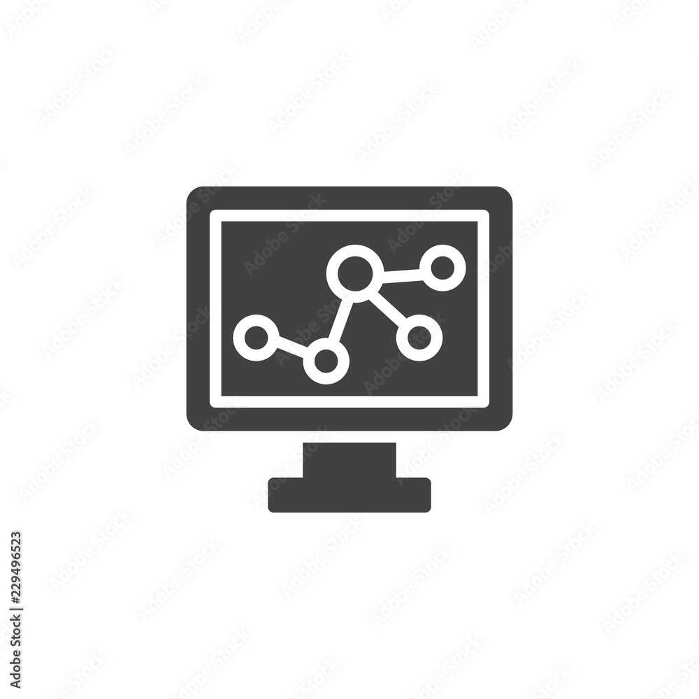 Monitor screen with molecular structure vector icon. filled flat sign for mobile concept and web design. Chemical research solid icon. Symbol, logo illustration. Vector graphics Monitor screen with molecular structure vector icon. filled flat sign for mobile concept and web design. Chemical research solid icon. Symbol, logo illustration. Vector graphics