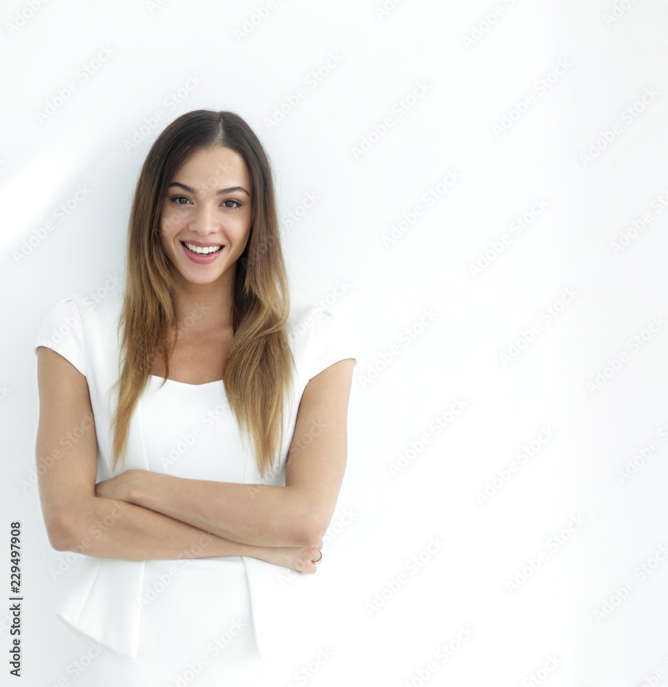 Portrait of successful business woman on white. Portrait of successful business woman on white.