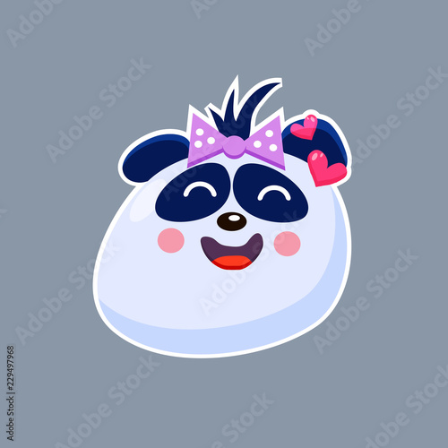 Vector  cute funny emoji characters. Little  Chinese Pangas. Stickers. Flat style.