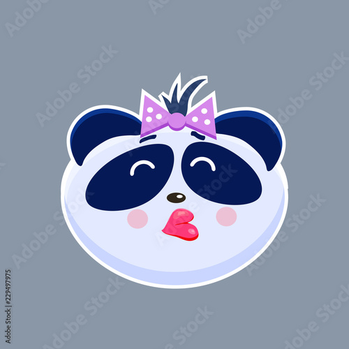 Vector  cute funny emoji characters. Little  Chinese Pangas. Stickers. Flat style.