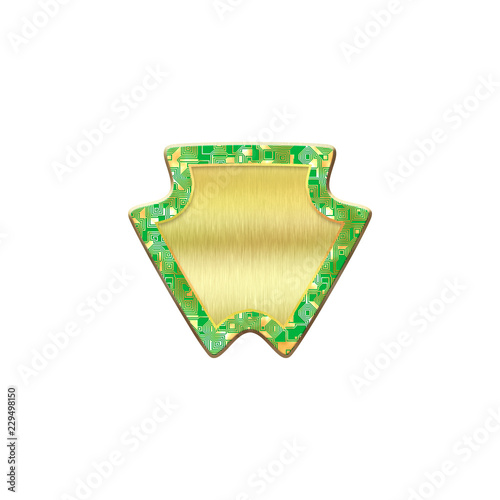 Metal badge with border.Cir...