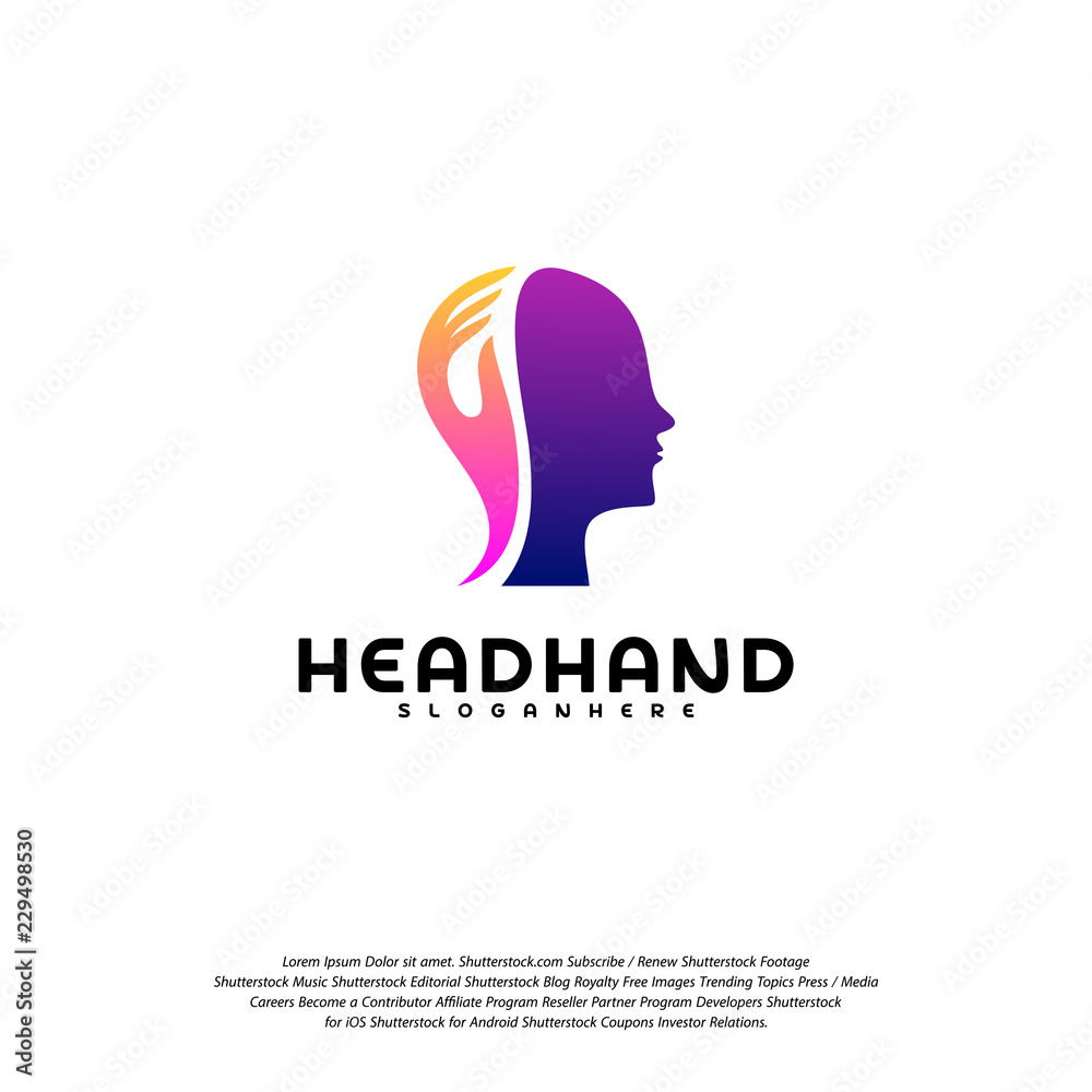 Head care logo vector, Head intelligence logo designs concept vector Head care logo vector, Head intelligence logo designs concept vector