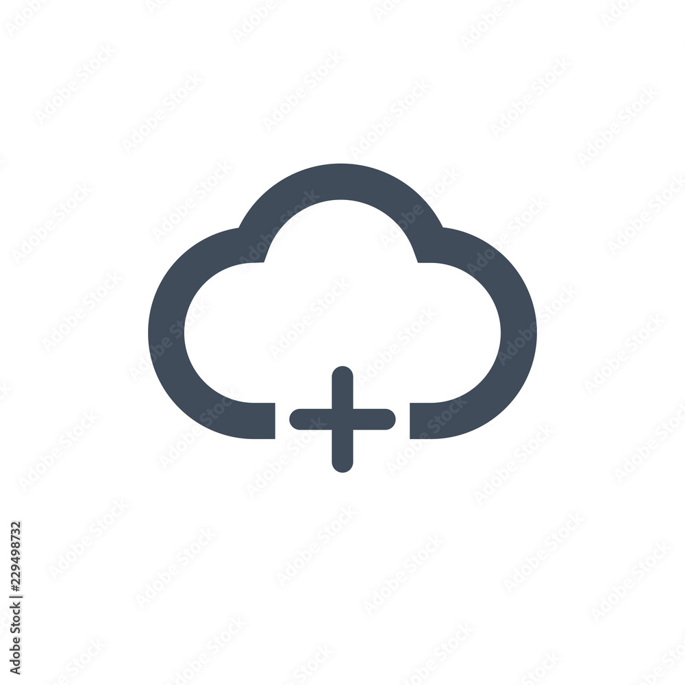 Add data cloud icon, plus sign. vector illustration isolated on white background. Add data cloud icon, plus sign. vector illustration isolated on white background.