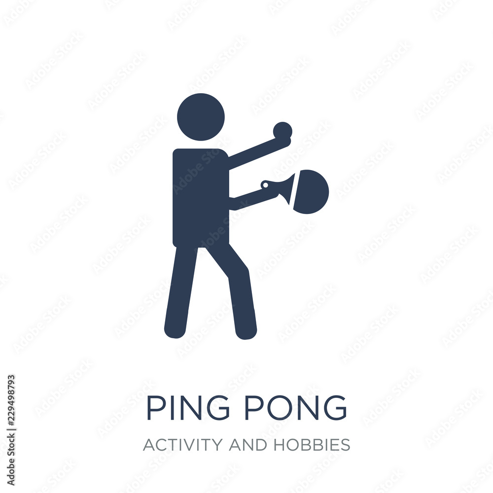 Ping pong icon. Trendy flat vector Ping pong icon on white background from Activity and Hobbies collection Ping pong icon. Trendy flat vector Ping pong icon on white background from Activity and Hobbies collection