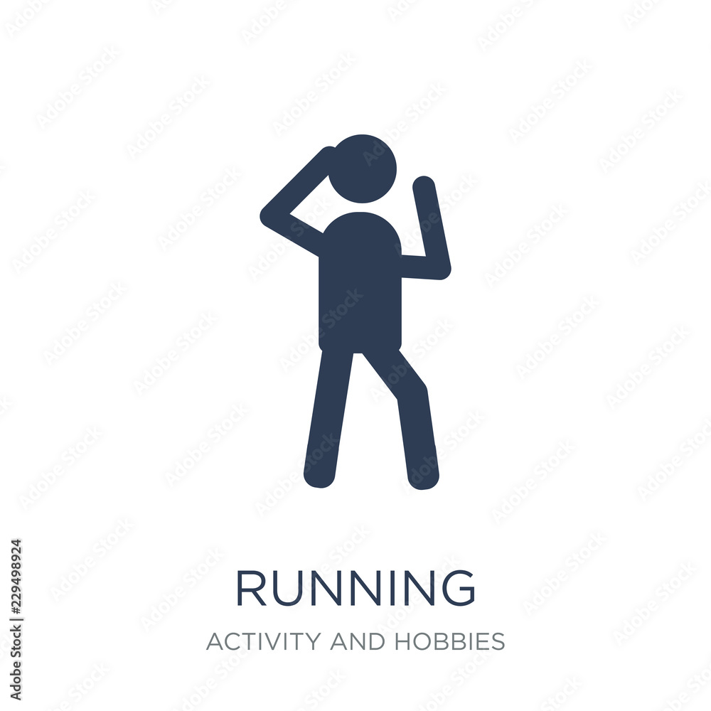 Running icon. Trendy flat vector Running icon on white background from Activity and Hobbies collection Running icon. Trendy flat vector Running icon on white background from Activity and Hobbies collection