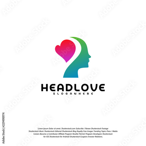 Head love logo vector, Head intelligence logo designs concept vector