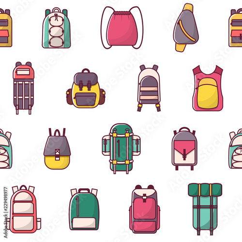 Vector cartoon flat backpack, sport suitcase background