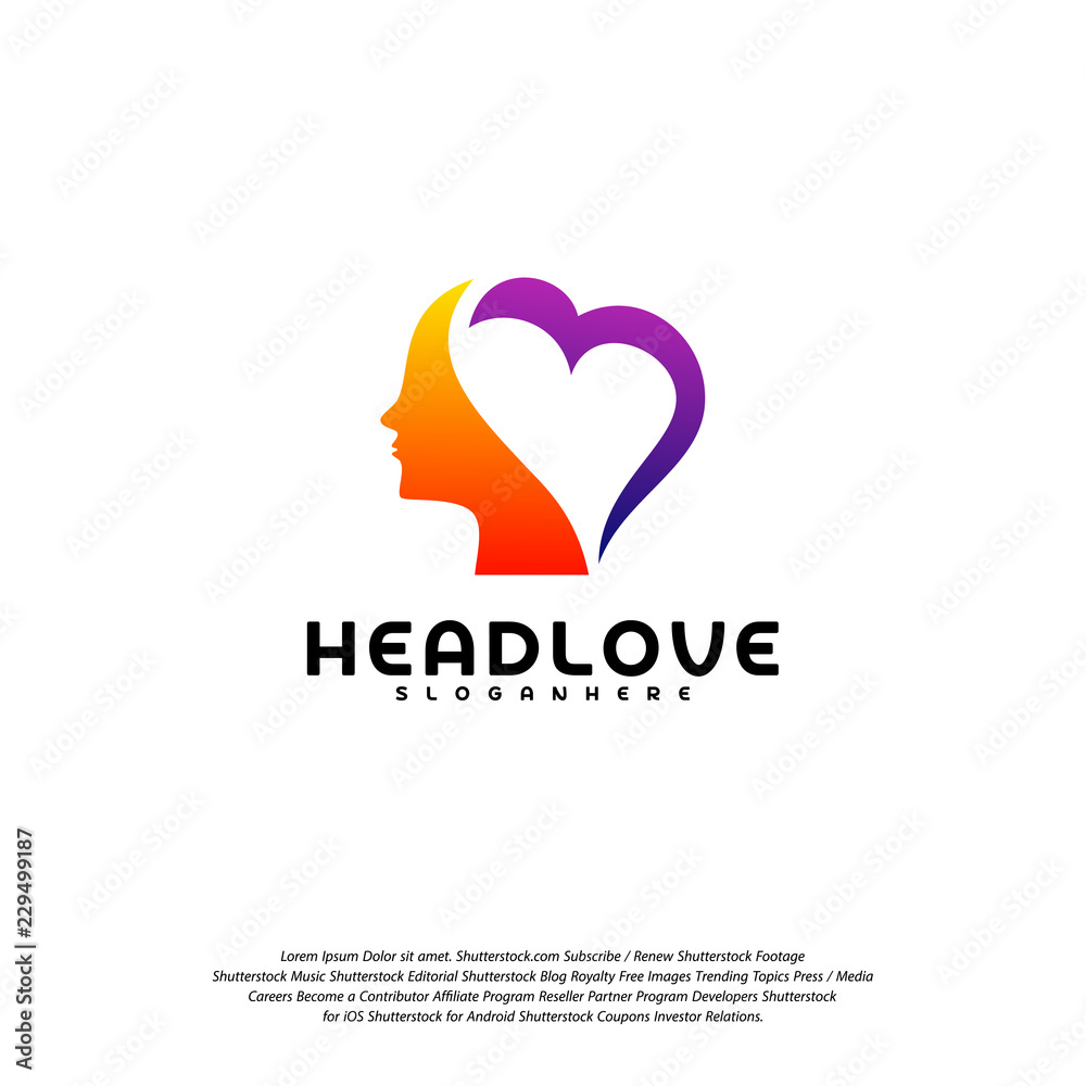 Head love logo vector, Head intelligence logo designs concept vector