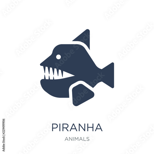 Piranha icon. Trendy flat vector Piranha icon on white background from animals collection