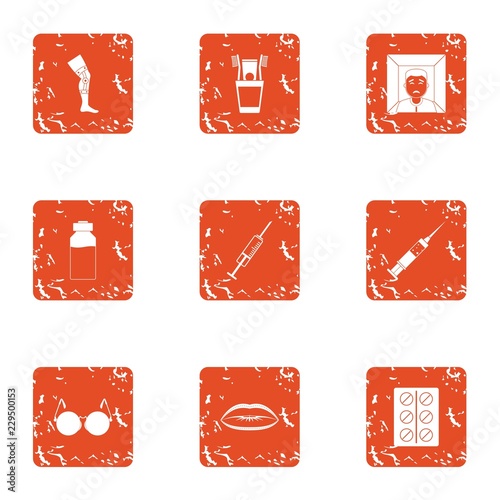 Opiate icons set. Grunge set of 9 opiate vector icons for web isolated on white background