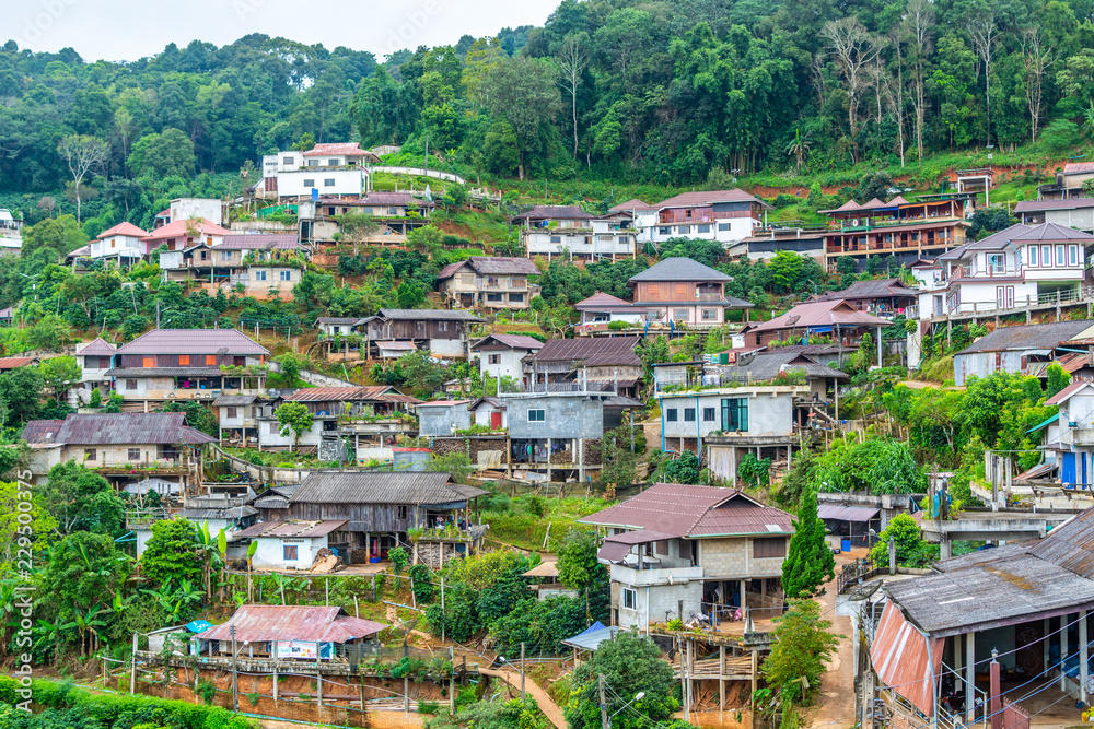 Naklejka premium View of Pha Mee village in Chiang Rai, Thailand.