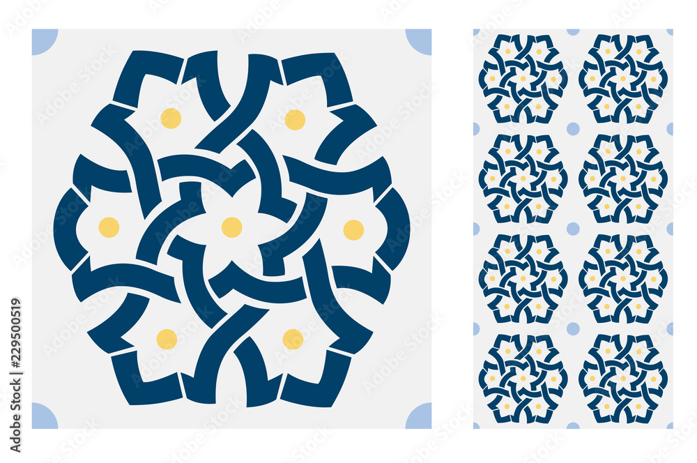 Fototapeta premium tiles Portuguese patterns antique seamless design in Vector illustration vintage 