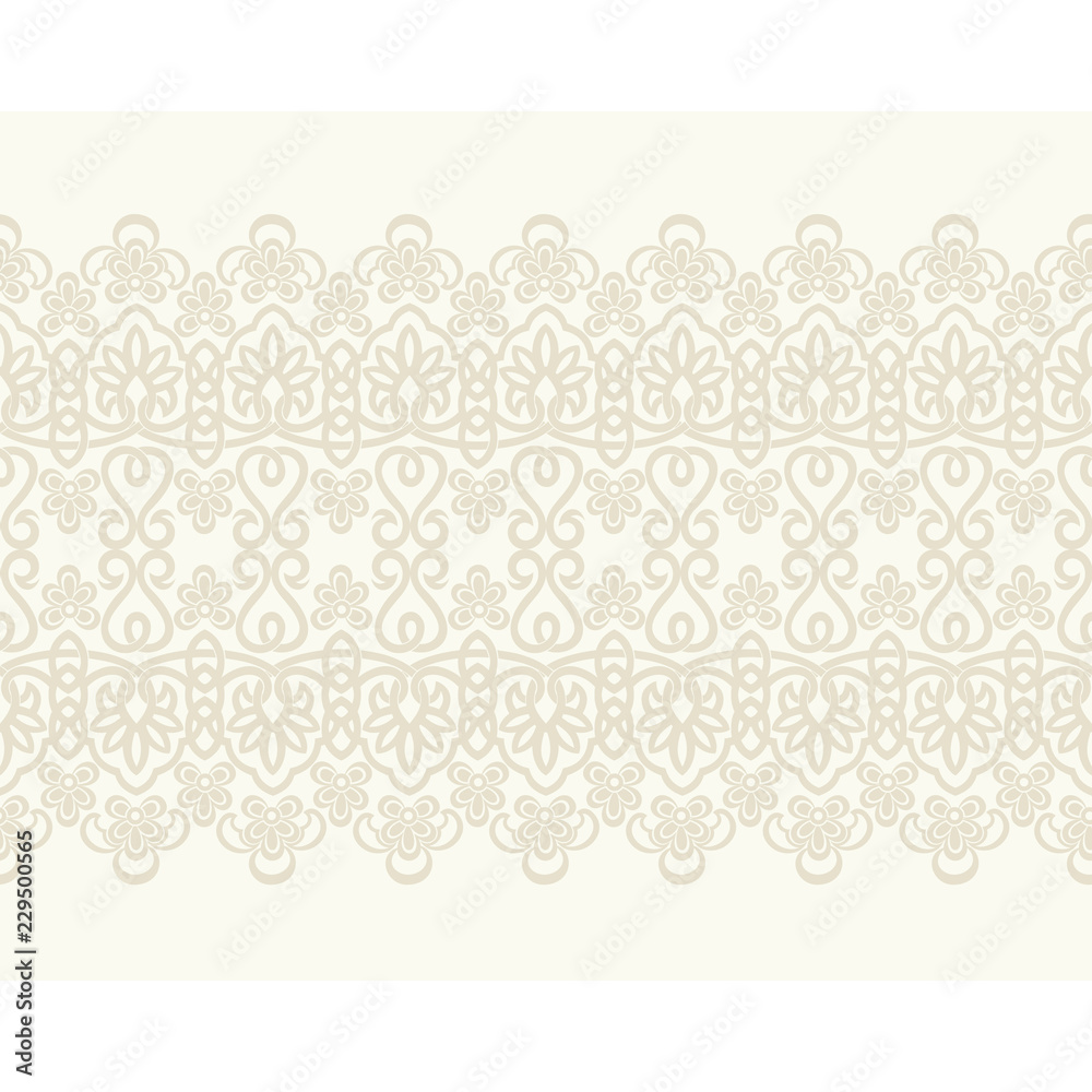 Seamless light background with beige floral lace pattern, design element set. Vector retro illustration. Ideal for printing on fabric or paper. Seamless light background with beige floral lace pattern, design element set. Vector retro illustration. Ideal for printing on fabric or paper.