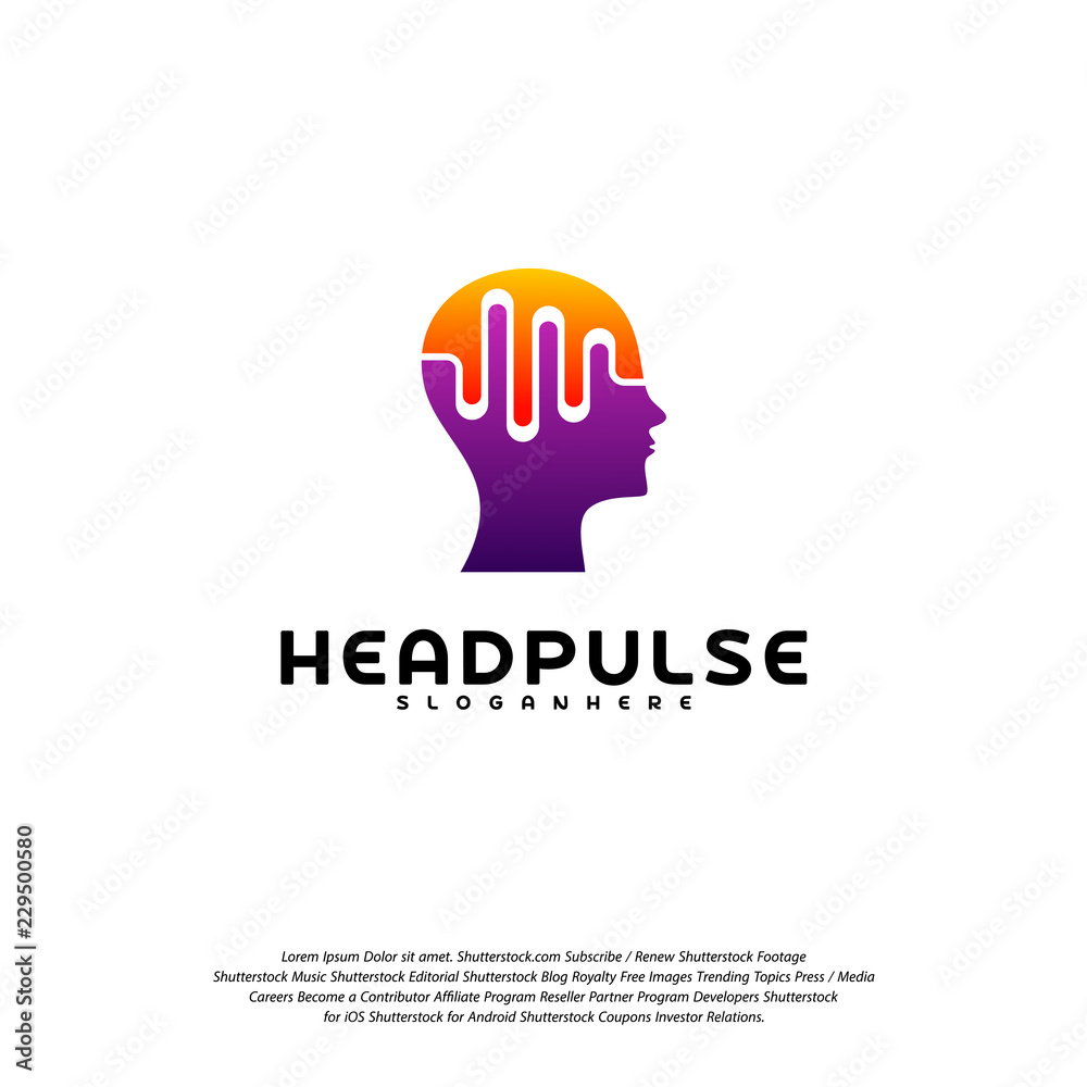 Head Pulse logo vector, Head intelligence logo designs concept vector