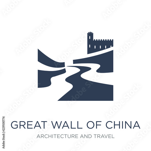 Great wall of china icon. Trendy flat vector Great wall of china icon on white background from Architecture and Travel collection