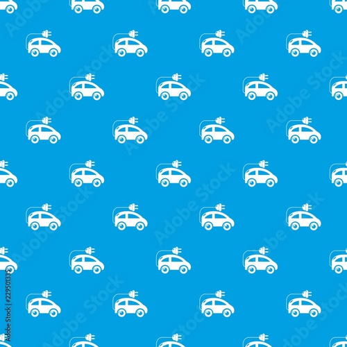 Modern electric car pattern vector seamless blue repeat for any use