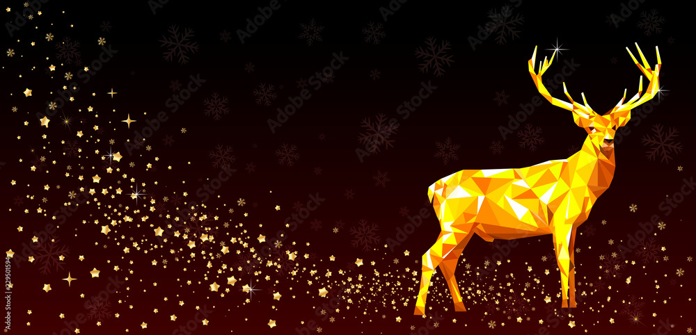 Greeting card with a deer of gold color Greeting card with a deer of gold color