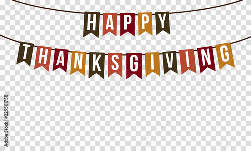 happy thanksgiving, garland with transparency background