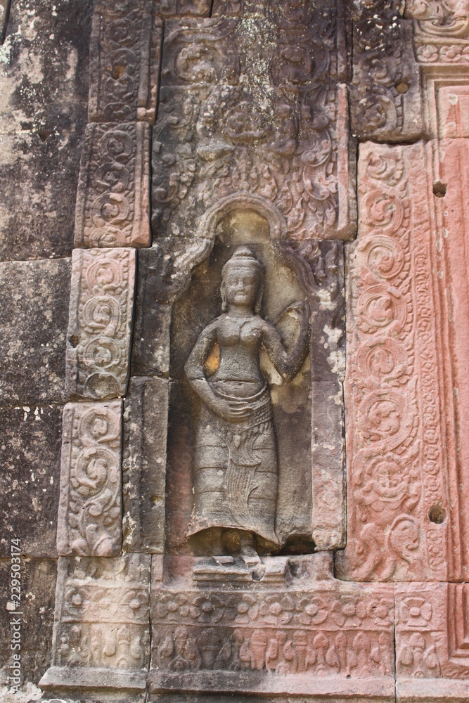 detail of ancient temple in angkor cambodia