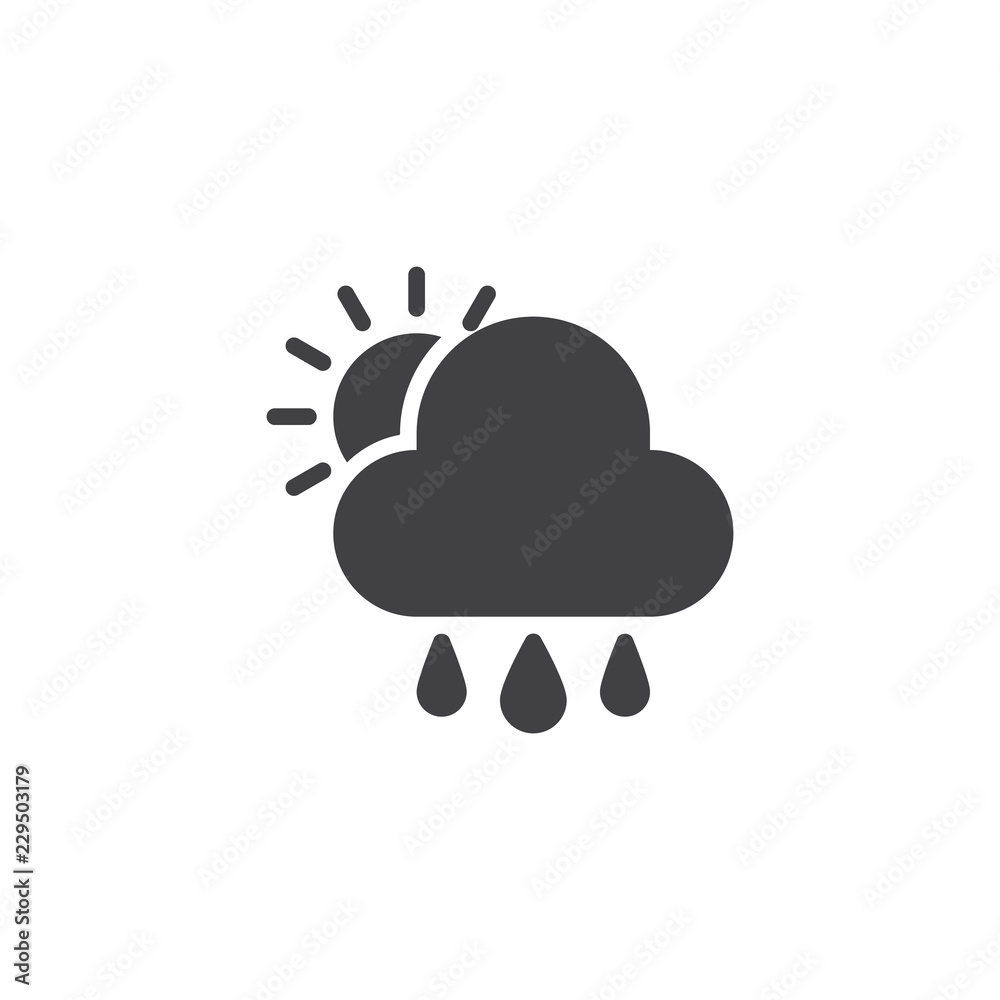 Sun cloud rain vector icon. filled flat sign for mobile concept and web design. Rain season weather simple solid icon. Symbol, logo illustration. Pixel perfect vector graphics Sun cloud rain vector icon. filled flat sign for mobile concept and web design. Rain season weather simple solid icon. Symbol, logo illustration. Pixel perfect vector graphics