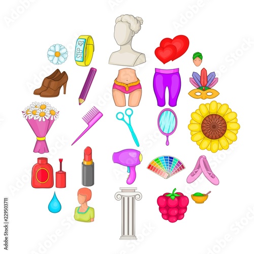 Glamor icons set. Cartoon set of 25 glamor vector icons for web isolated on white background