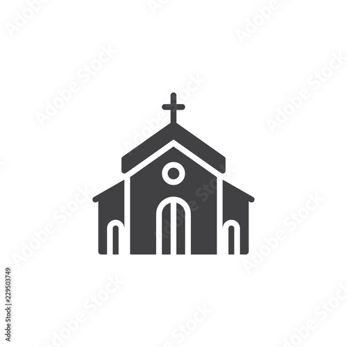 Church building vector icon. filled flat sign for mobile concept and web design. Catholic church simple solid icon. Symbol, logo illustration. Pixel perfect vector graphics