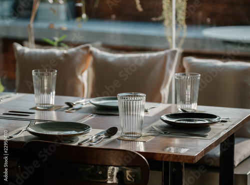 Interior of an empty restaurant. modern cafe