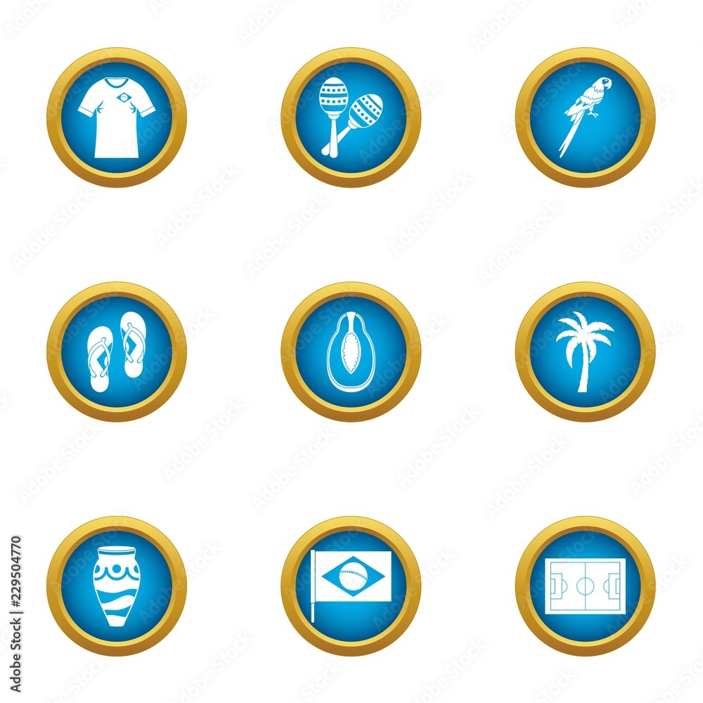 Brasilia stay icons set. Flat set of 9 brasilia stay vector icons for web isolated on white background