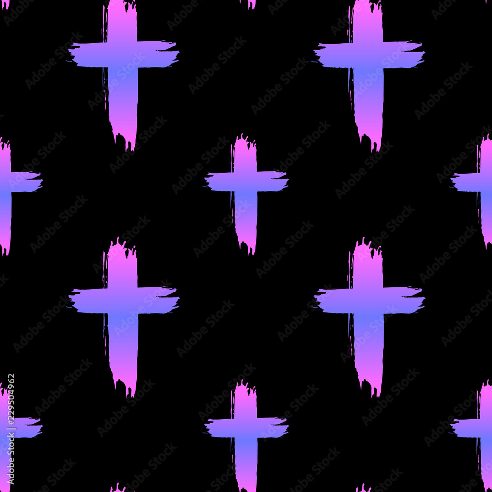 Seamless pattern with crosses on black background. Halloween wallpaper. Cute  kawaii pastel goth style. Stock Vector | Adobe Stock