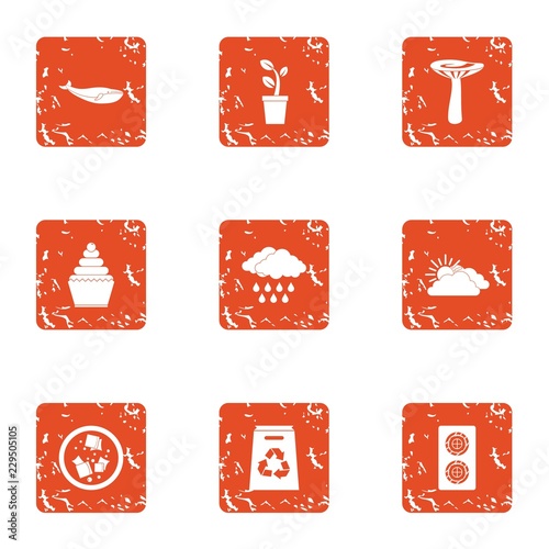 Summary icons set. Grunge set of 9 summary vector icons for web isolated on white background