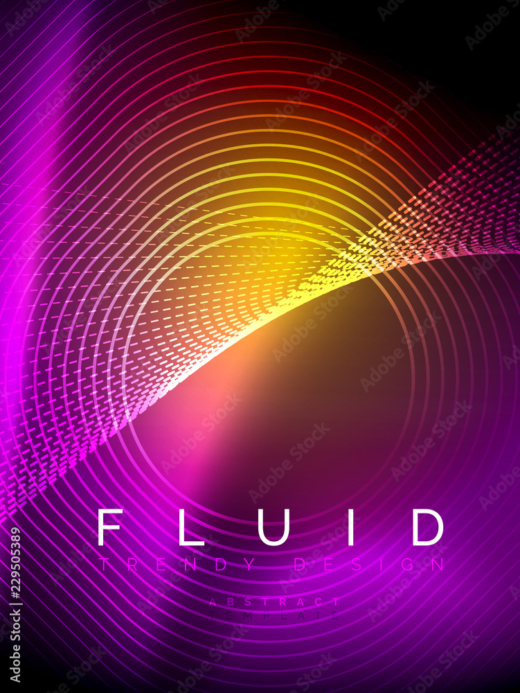 Neon glowing wave, magic energy and light motion background. Vector illustration Neon glowing wave, magic energy and light motion background. Vector illustration