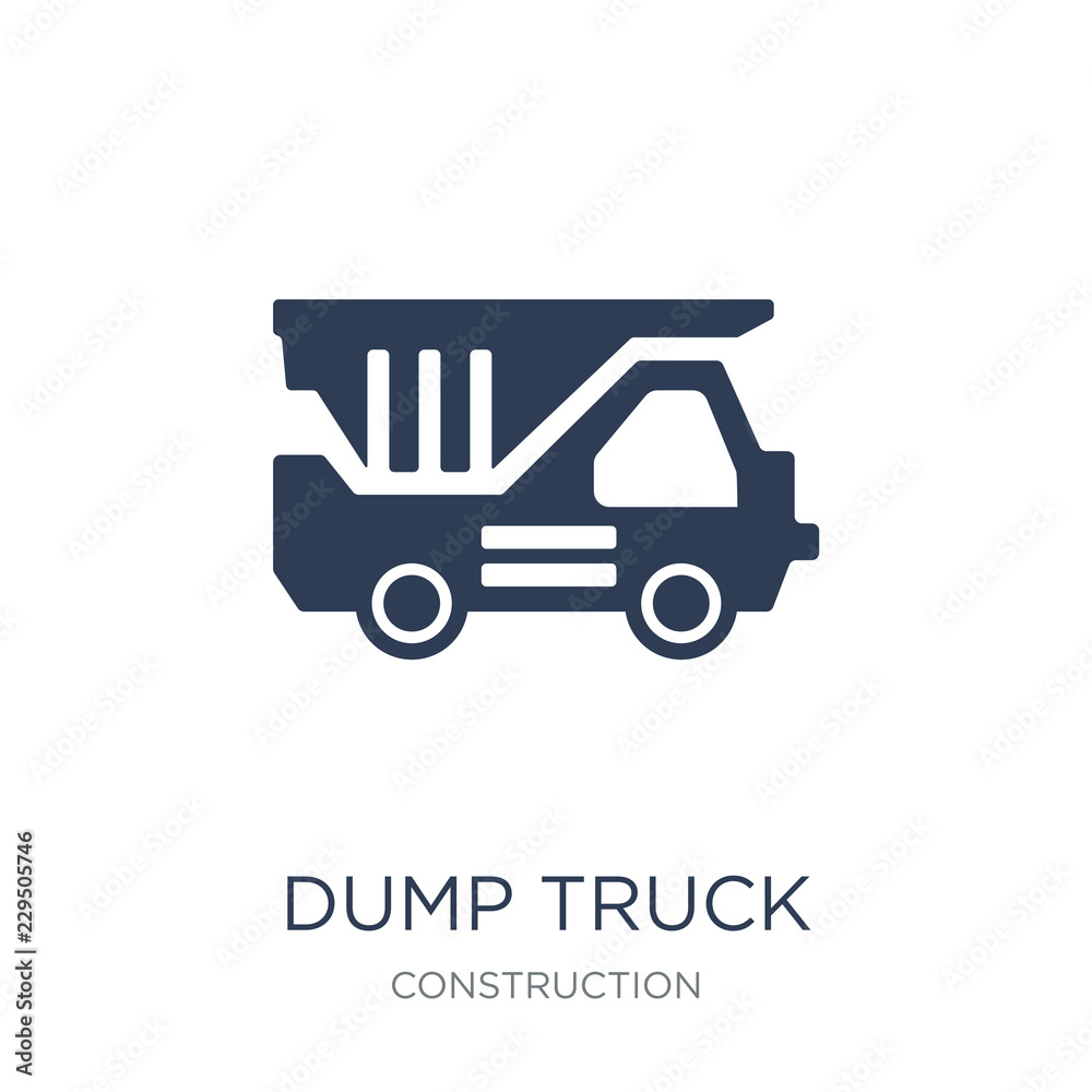 Dump truck icon. Trendy flat vector Dump truck icon on white background from Construction collection Dump truck icon. Trendy flat vector Dump truck icon on white background from Construction collection