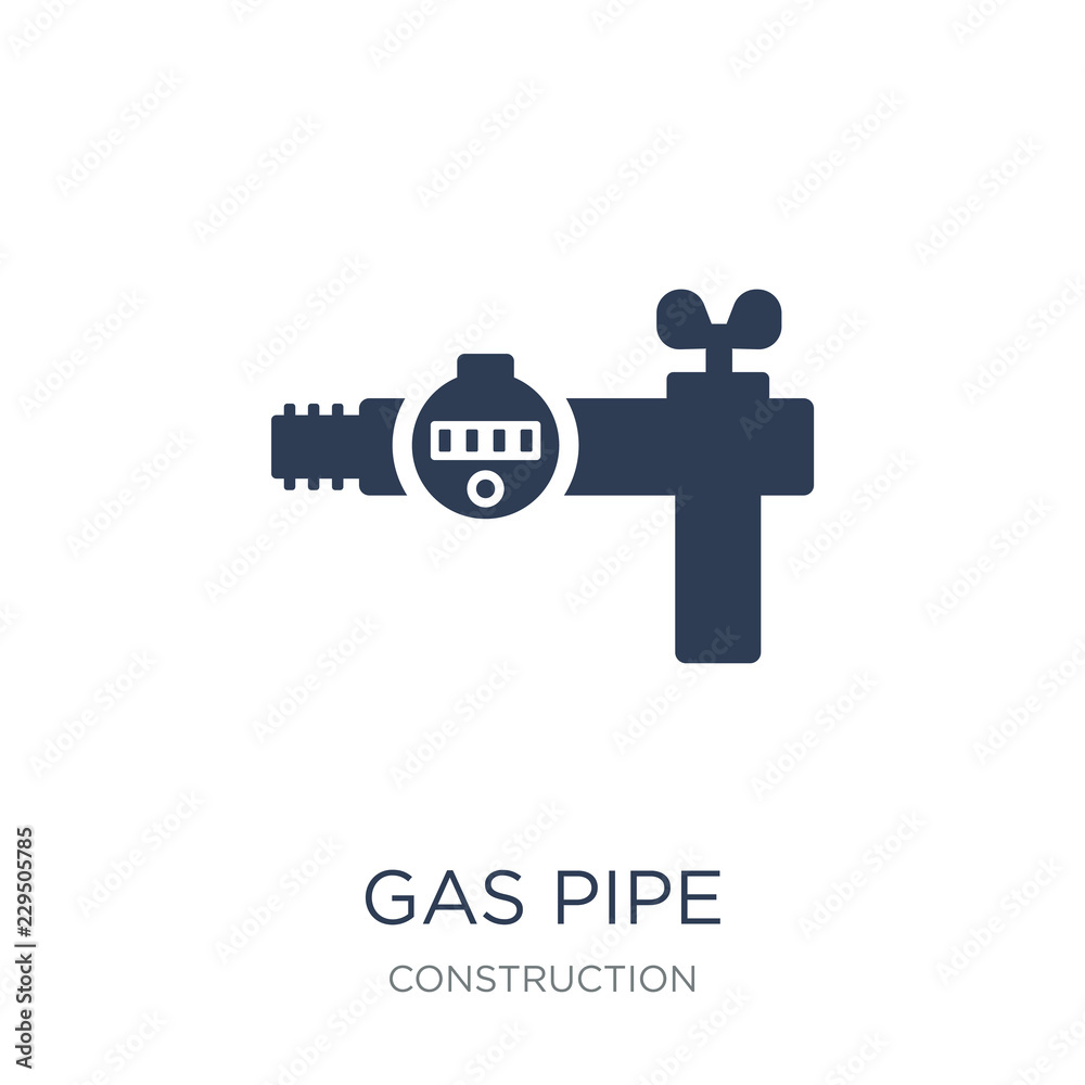 Gas pipe icon. Trendy flat vector Gas pipe icon on white background from Construction collection Gas pipe icon. Trendy flat vector Gas pipe icon on white background from Construction collection