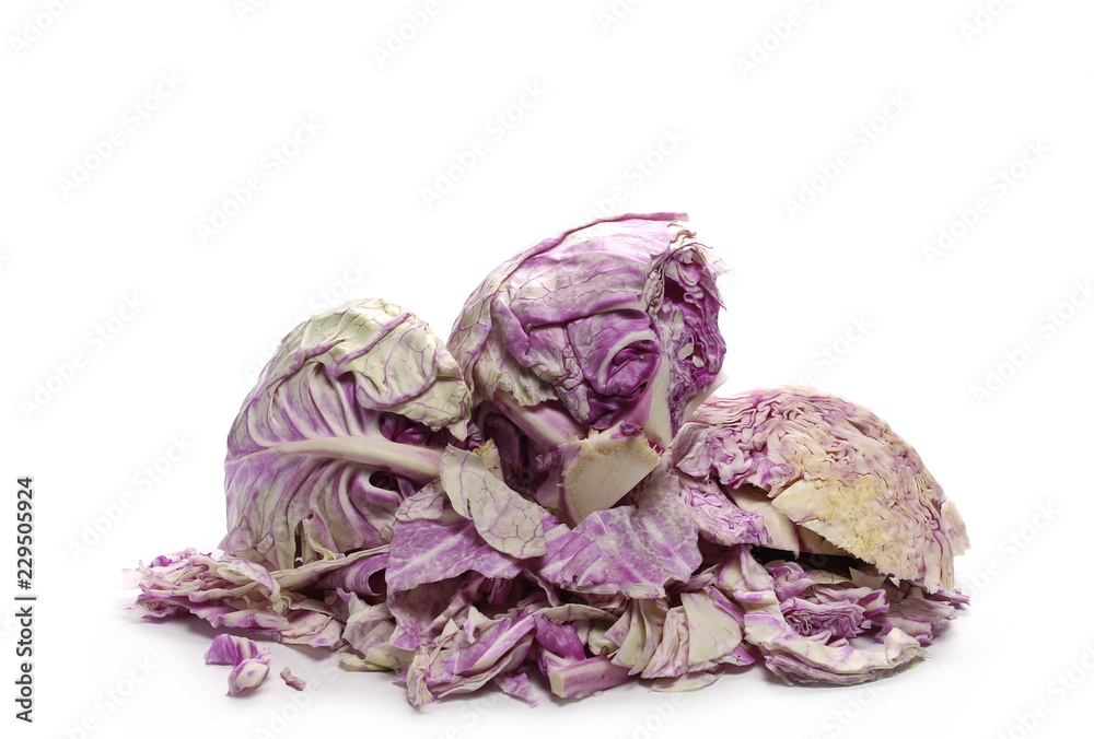 Fototapeta premium Sliced red cabbage isolated on white background