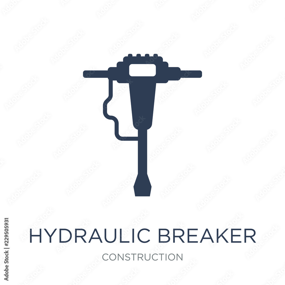 Hydraulic breaker icon. Trendy flat vector Hydraulic breaker icon on white background from Construction collection Hydraulic breaker icon. Trendy flat vector Hydraulic breaker icon on white background from Construction collection