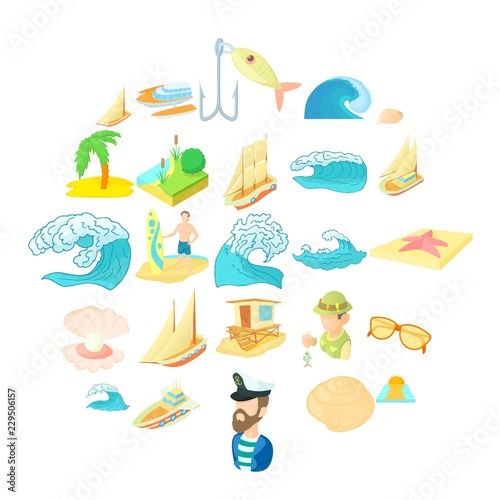 Seasearch icons set. Cartoon set of 25 seasearch vector icons for web isolated on white background
