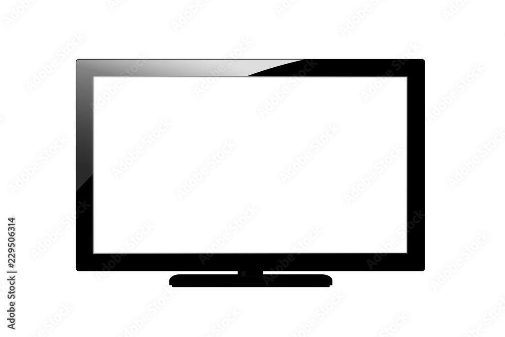 Modern blank flat screen plazma TV set. Isolated on white background. - obrazy, fototapety, plakaty 