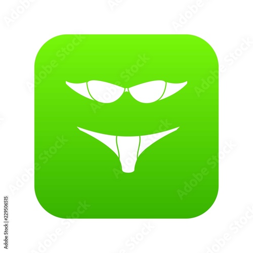 Retro bikini icon green vector isolated on white background