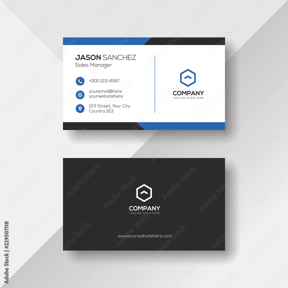 Elegant Business Card with Blue Details