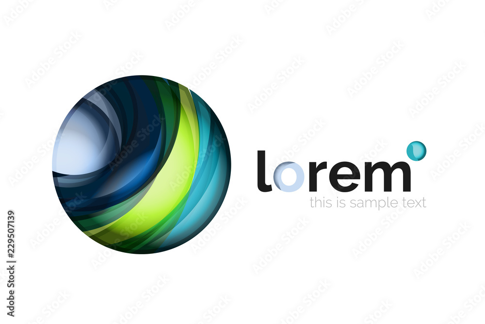 Abstract geometric logo created with overlapping smooth shapes