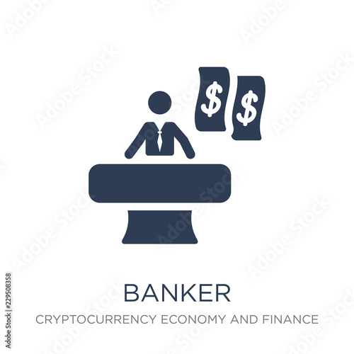 Banker icon. Trendy flat vector Banker icon on white background from Cryptocurrency economy and finance collection