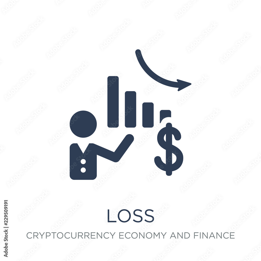 Loss icon. Trendy flat vector Loss icon on white background from Cryptocurrency economy and finance collection Loss icon. Trendy flat vector Loss icon on white background from Cryptocurrency economy and finance collection