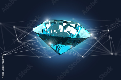 Diamond shinning in front of connections - 3d render