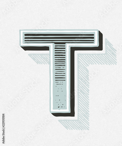 Capital letter T vintage typography style