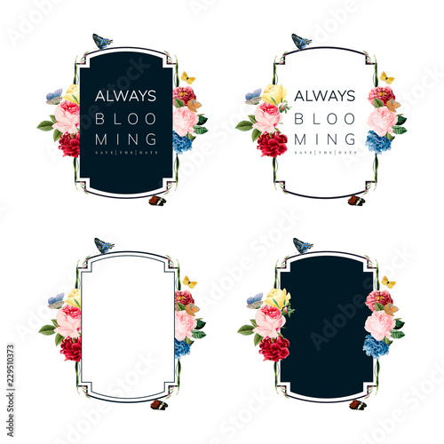 Set of floral card template illustrations