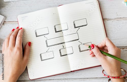 Fotografía Young woman drawing a mind map in a notebook