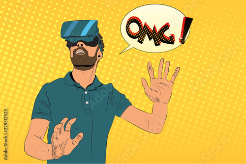 Man with virtual reality glasses