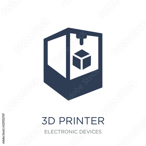 3d printer icon. Trendy flat vector 3d printer icon on white bac