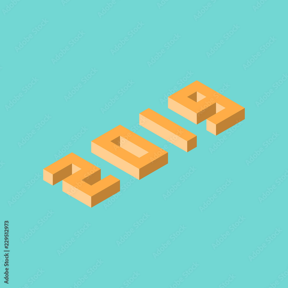 Happy new year 2019 isometric background Happy new year 2019 isometric background