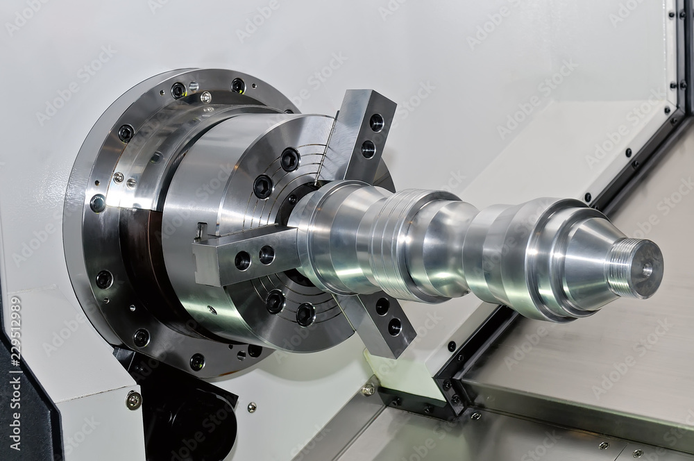 Metal detail in a spindle of the industrial lathe. Metal detail in a spindle of the industrial lathe.